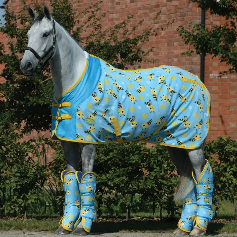 Weatherbeeta 1200D Wide Tab Long Travel Boots Bee Print-1